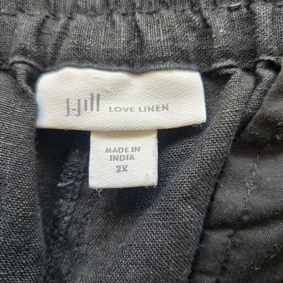 J.Jill Love Linen 2XL Black Relaxed Fit Cropped Pants Elastic Waist - Picture 16 of 16